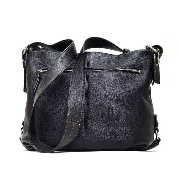 Coach Legacy Soho Black Pebble Leather Shoulder Crossbody Hobo Bag #F15064 - Picture 1 of 12